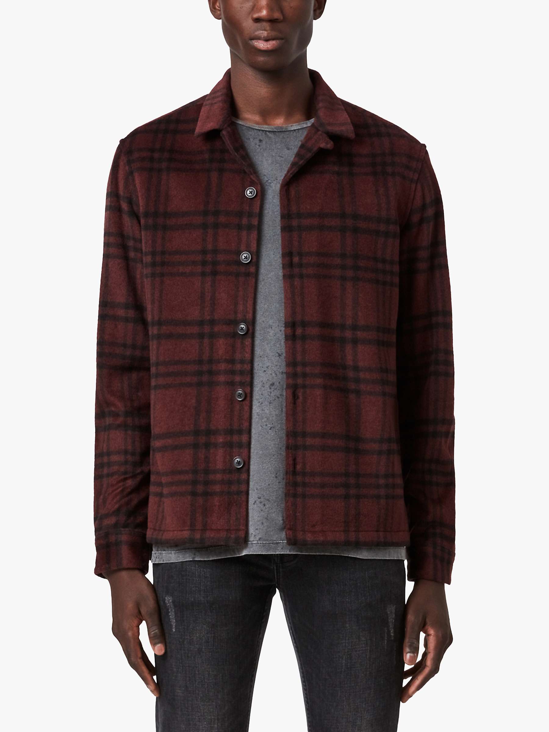 Buy AllSaints Zenith Check Flannel Shirt, Oxblood Red/Jet Black Online at johnlewis.com
