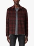 AllSaints Zenith Check Flannel Shirt, Oxblood Red/Jet Black