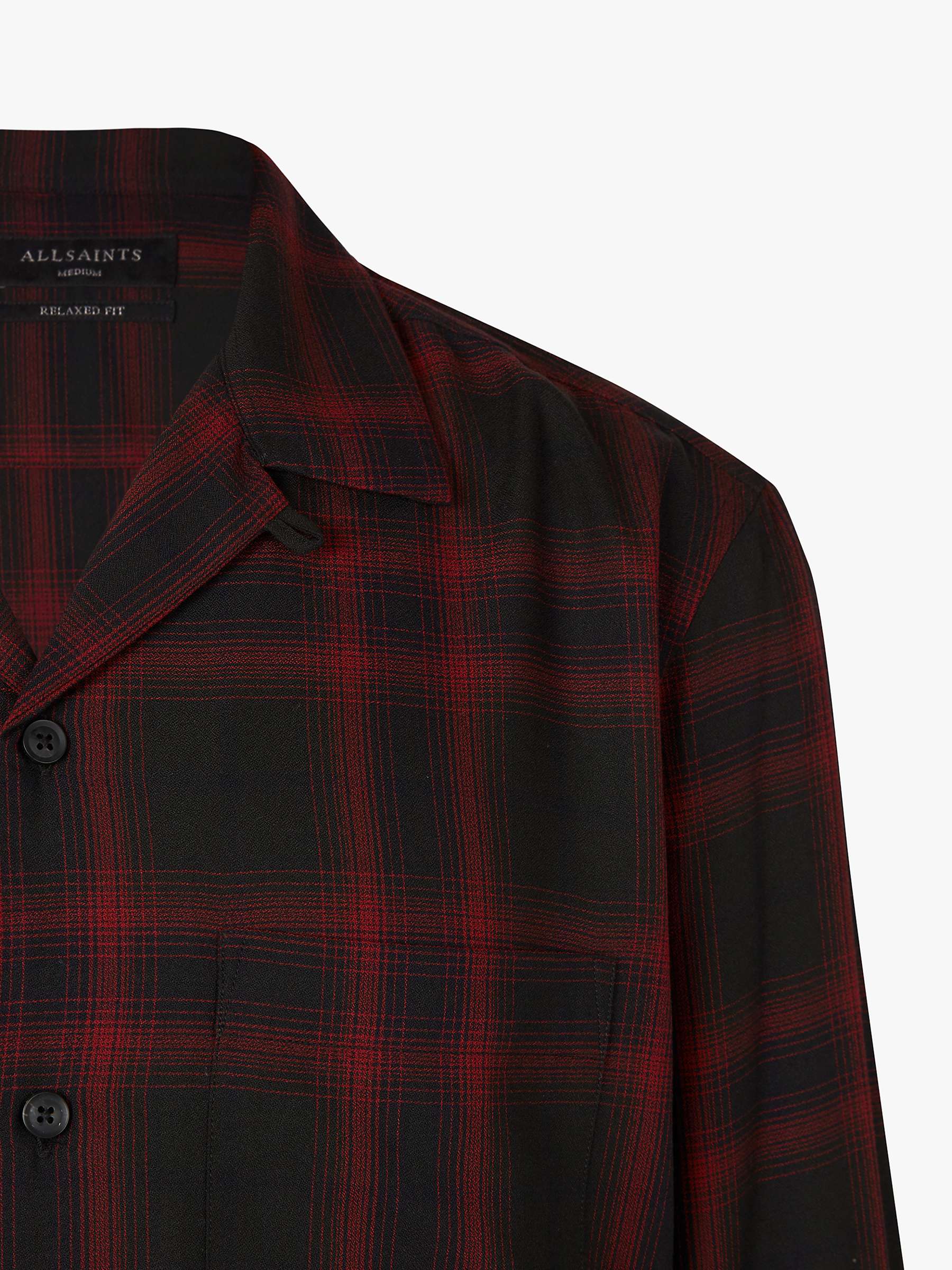 Buy AllSaints Westel Check Shirt, Jet Black/Red Online at johnlewis.com