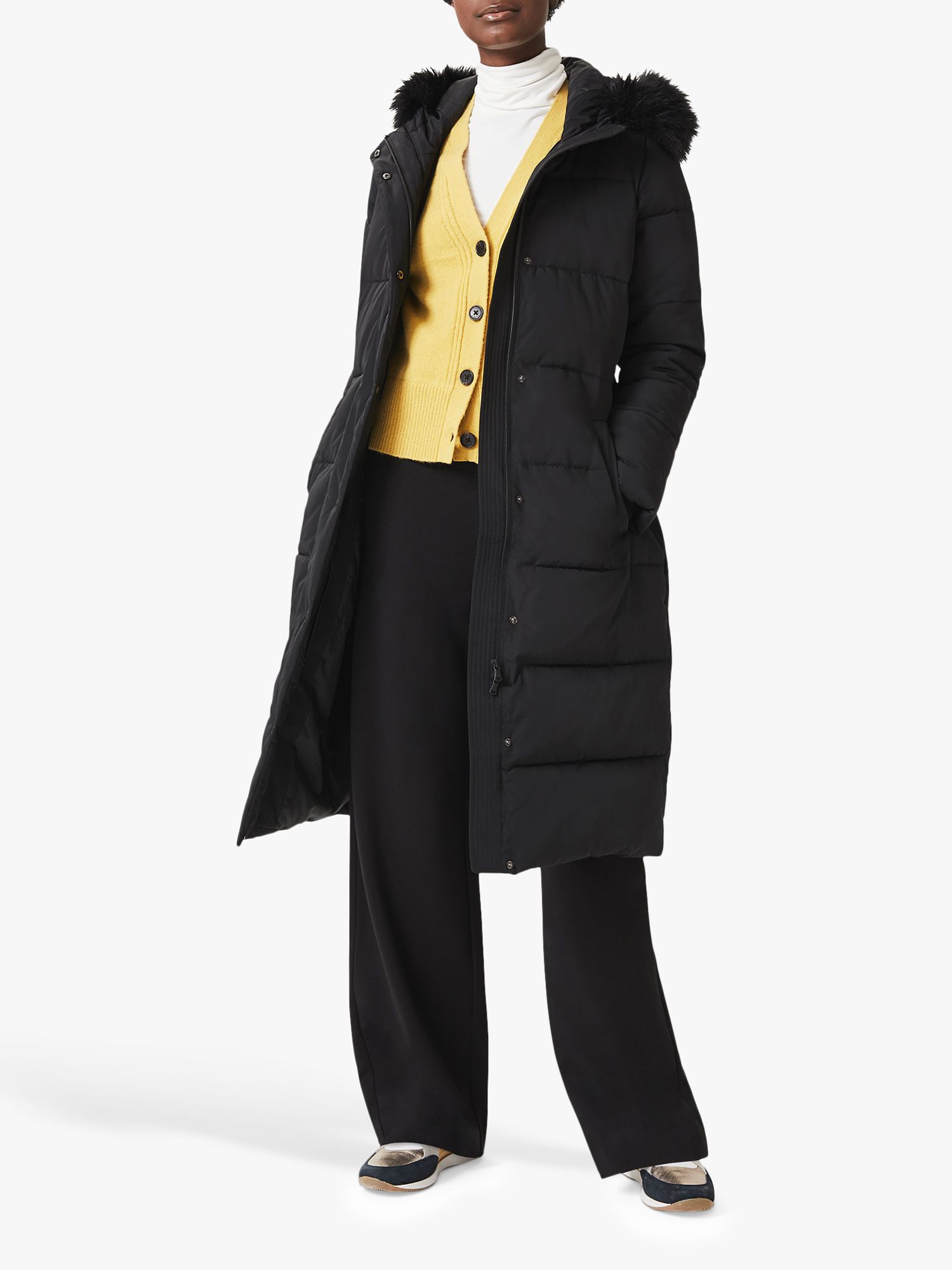 Hobbs Libby Detachable Faux Fur Hood Puffer Coat, Black, 10