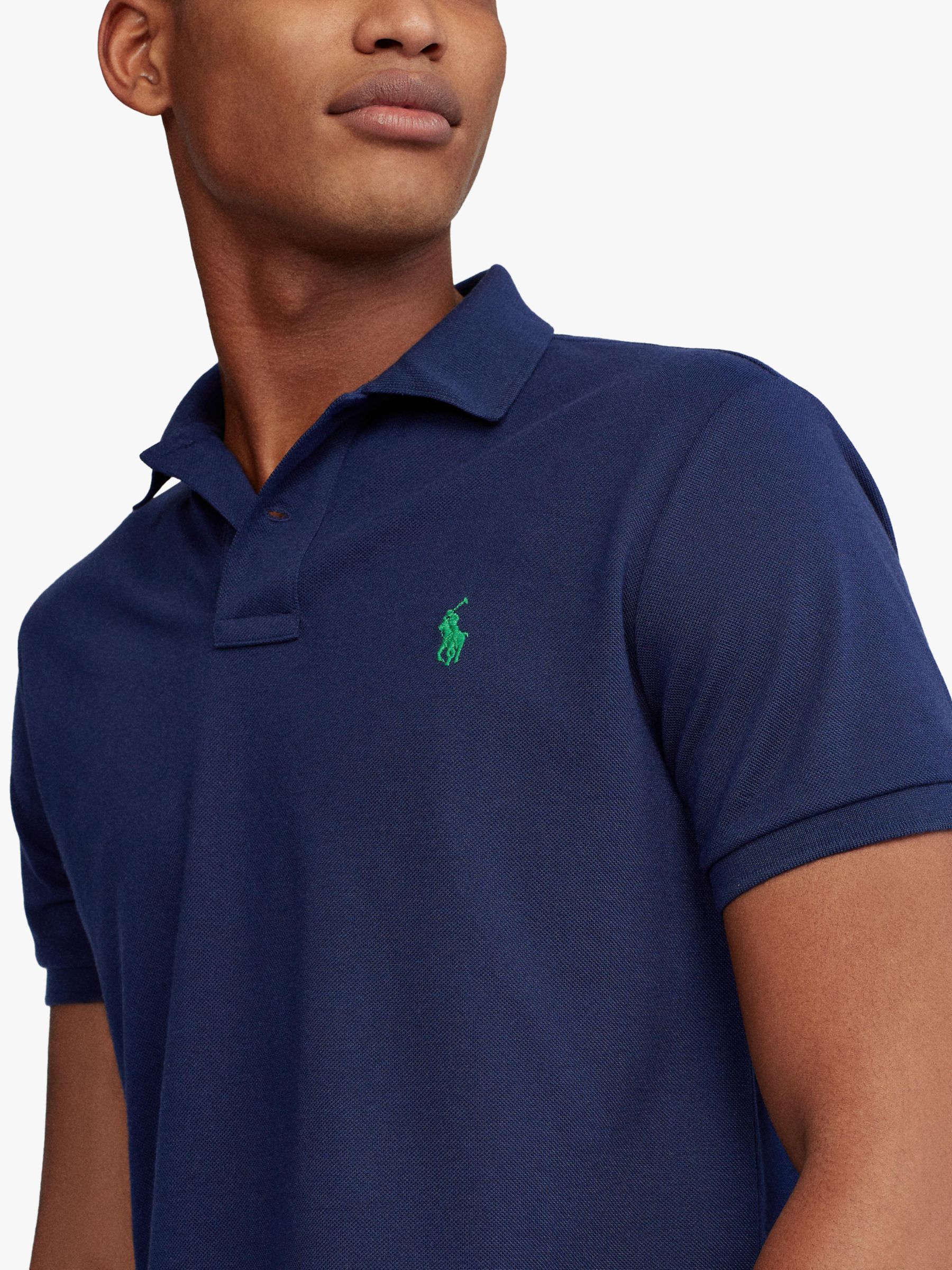 Polo Ralph Lauren The Earth Short Sleeve Recycled Mesh Polo Shirt, French Navy at John Lewis