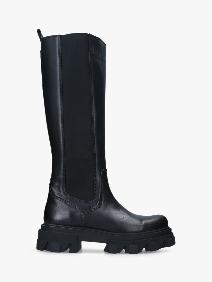 Carvela Shy High Leather Chunky Sole Boots, Black at John Lewis & Partners