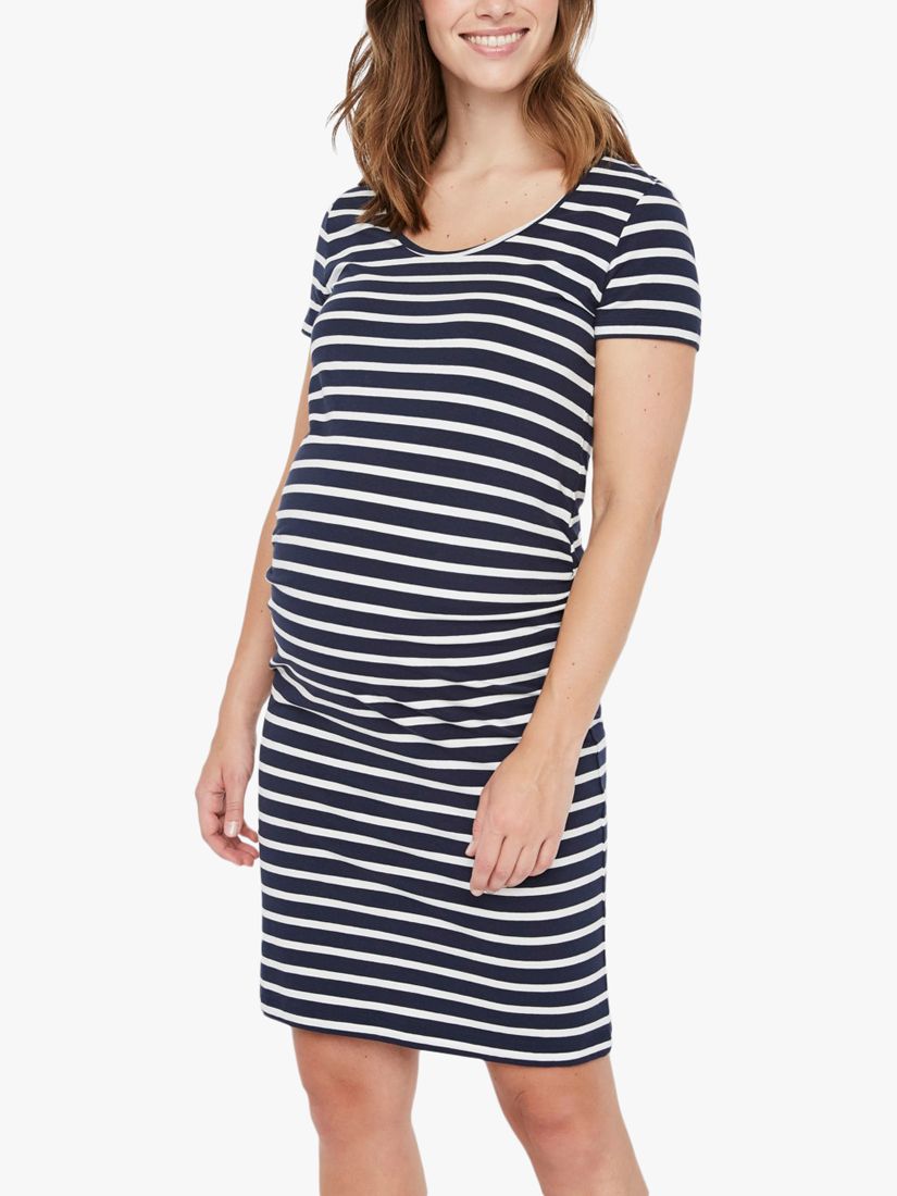 Mamalicious Lea Stripe Maternity Dress, Navy/White