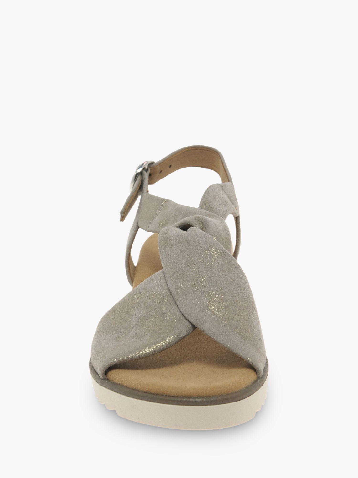 Gabor Wide Leather Wedge Heel Sandals, Neutral at John Lewis & Partners