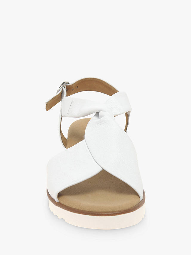 Gabor Rich Wide Fit Leather Wedge Heel Sandals, White