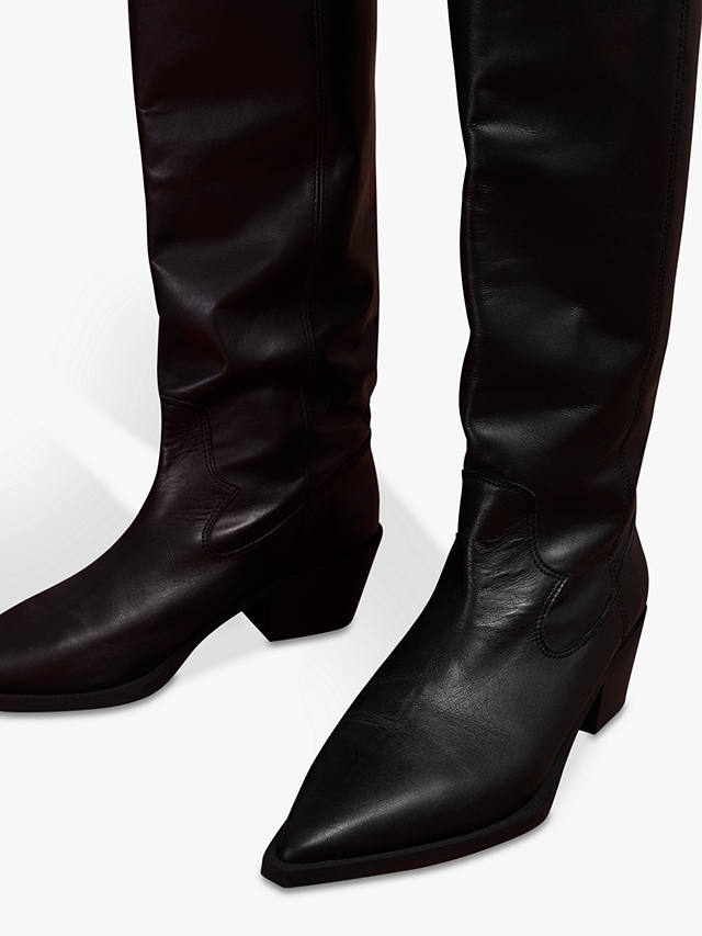 Jigsaw Marlo Leather Long Boots, Black at John Lewis & Partners