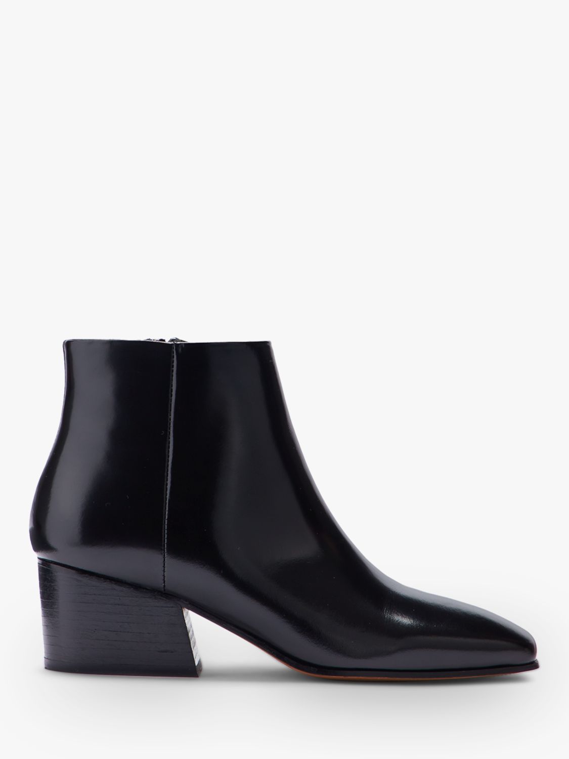 Jigsaw Darcy Hi-Shine Leather Ankle Boots, Black at John Lewis & Partners