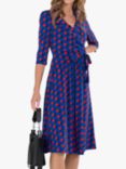 Jolie Moi Spot Print Midi Wrap Jersey Dress, Royal Blue