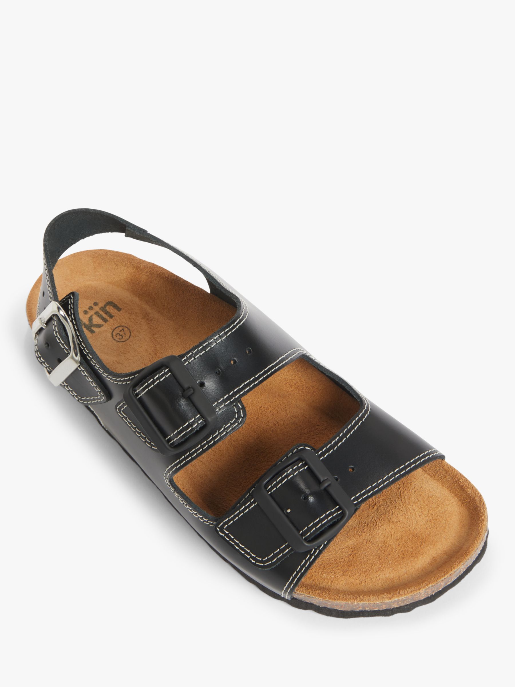 Kin Loucille Leather Footbed Sandals Black At John Lewis And Partners 0242