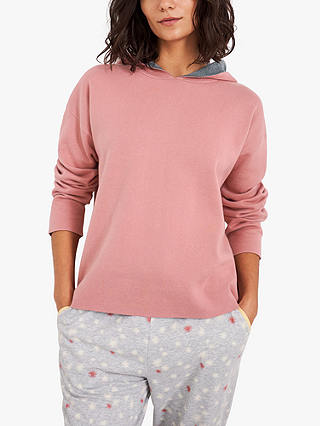 White Stuff Ria Reversible Hooded Lounge Top, Pink/Grey