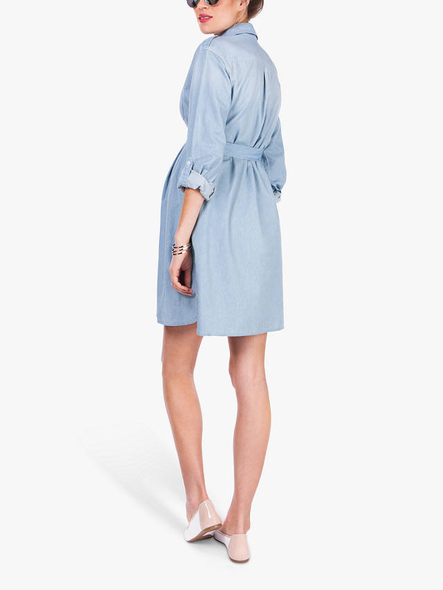 Seraphine Justin Denim Shirt Maternity & Nursing Dress, Blue