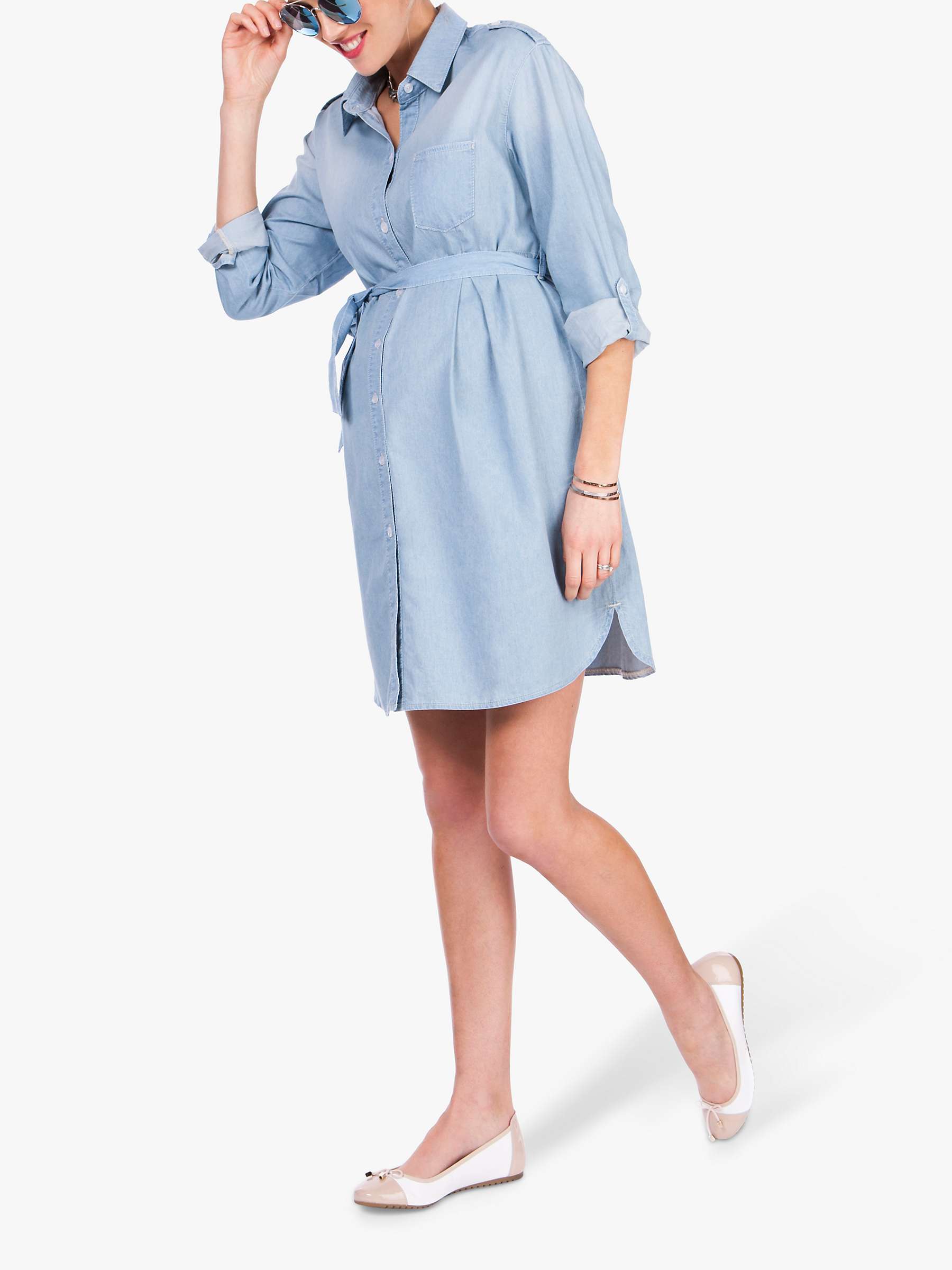 Buy Seraphine Justin Denim Shirt Maternity & Nursing Dress, Blue Online at johnlewis.com