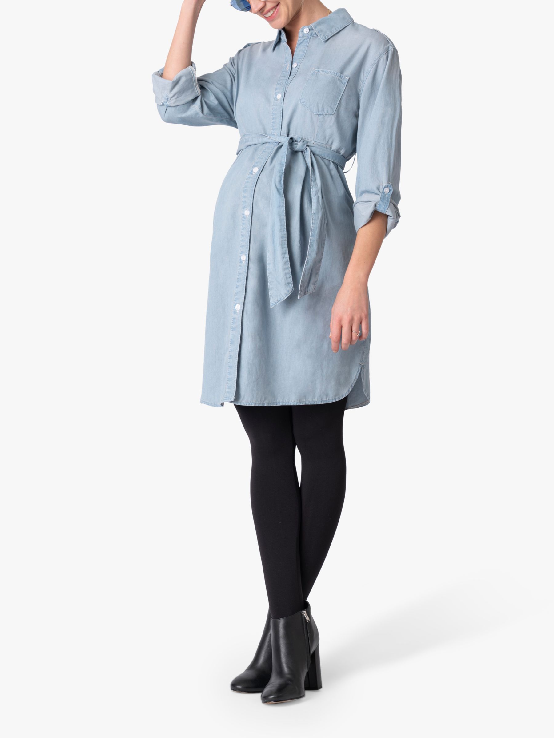 Seraphine Justin Denim Shirt Maternity & Nursing Dress, Blue, 8