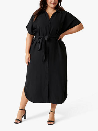 Forever New Curve Camilla Midi Shirt Dress, Black