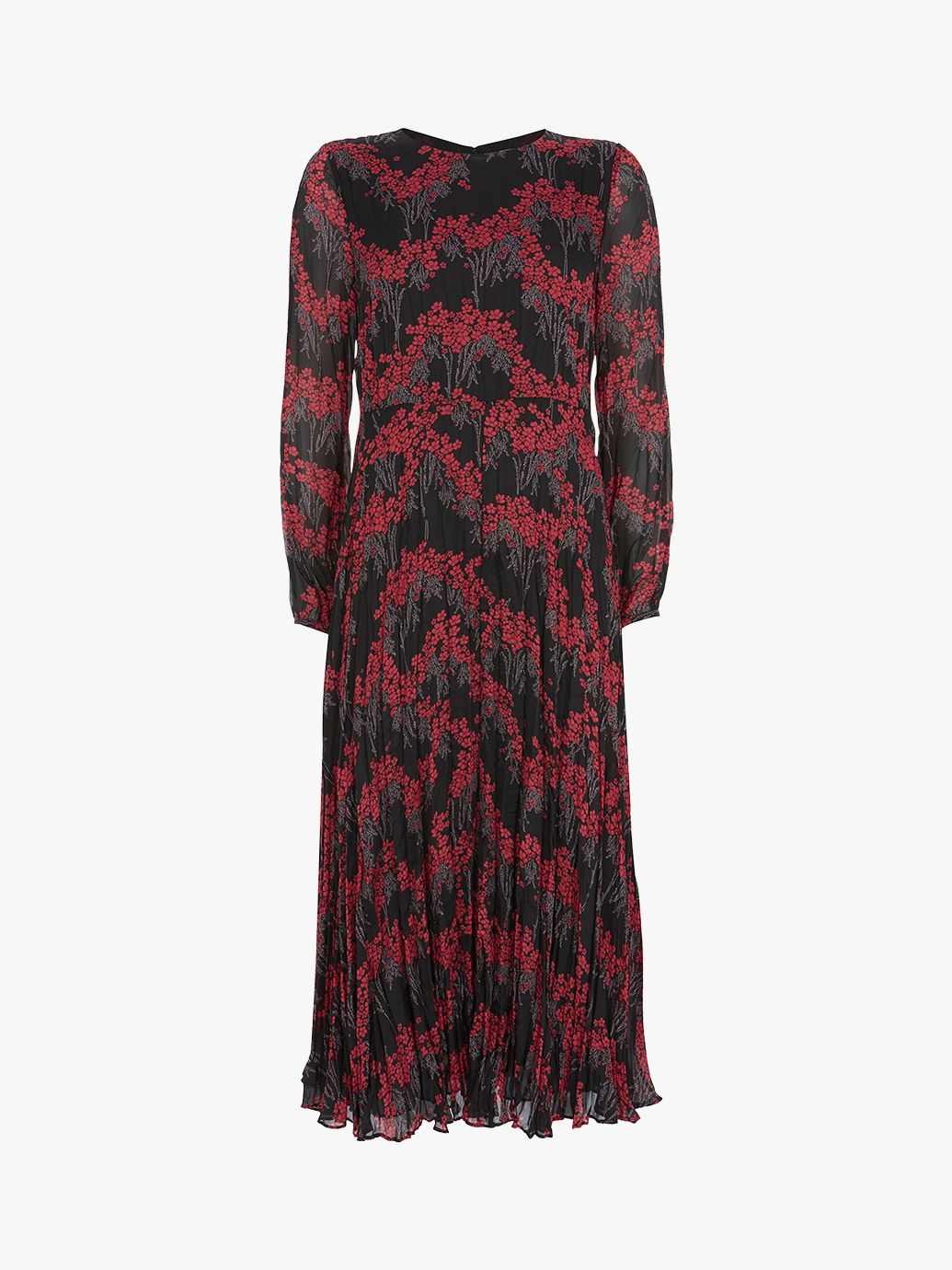 Mint Velvet Fran Floral Print Midi Dress, Black/Red