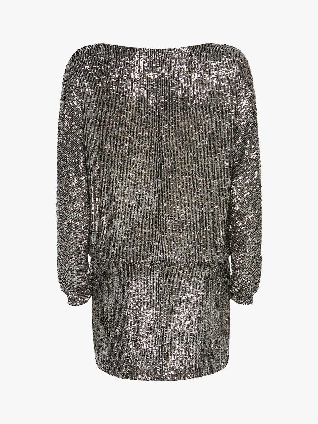 Mint Velvet Sequin Batwing Mini Dress, Gunmetal