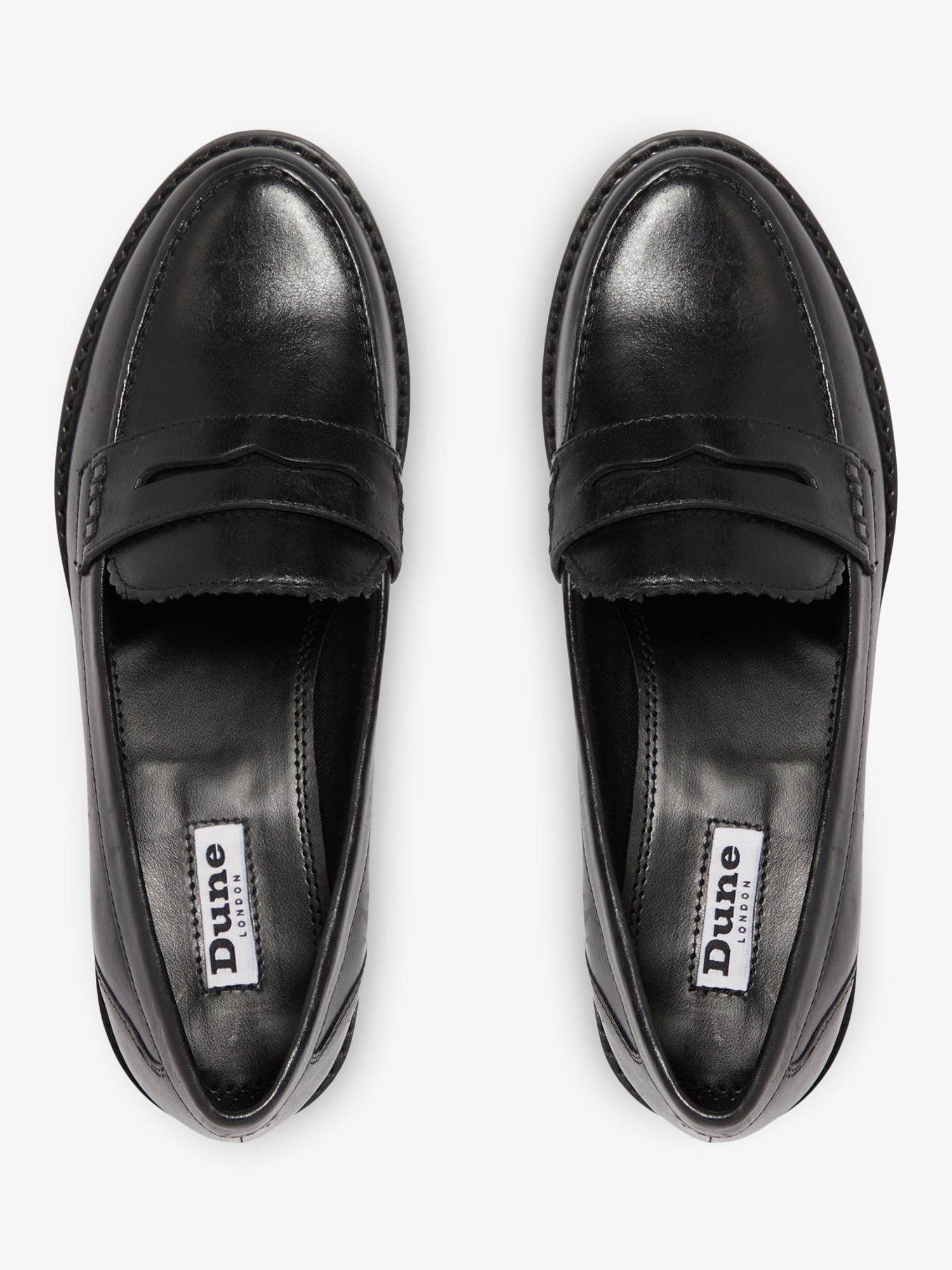 Dune Glintts Leather Loafers, Black at John Lewis & Partners