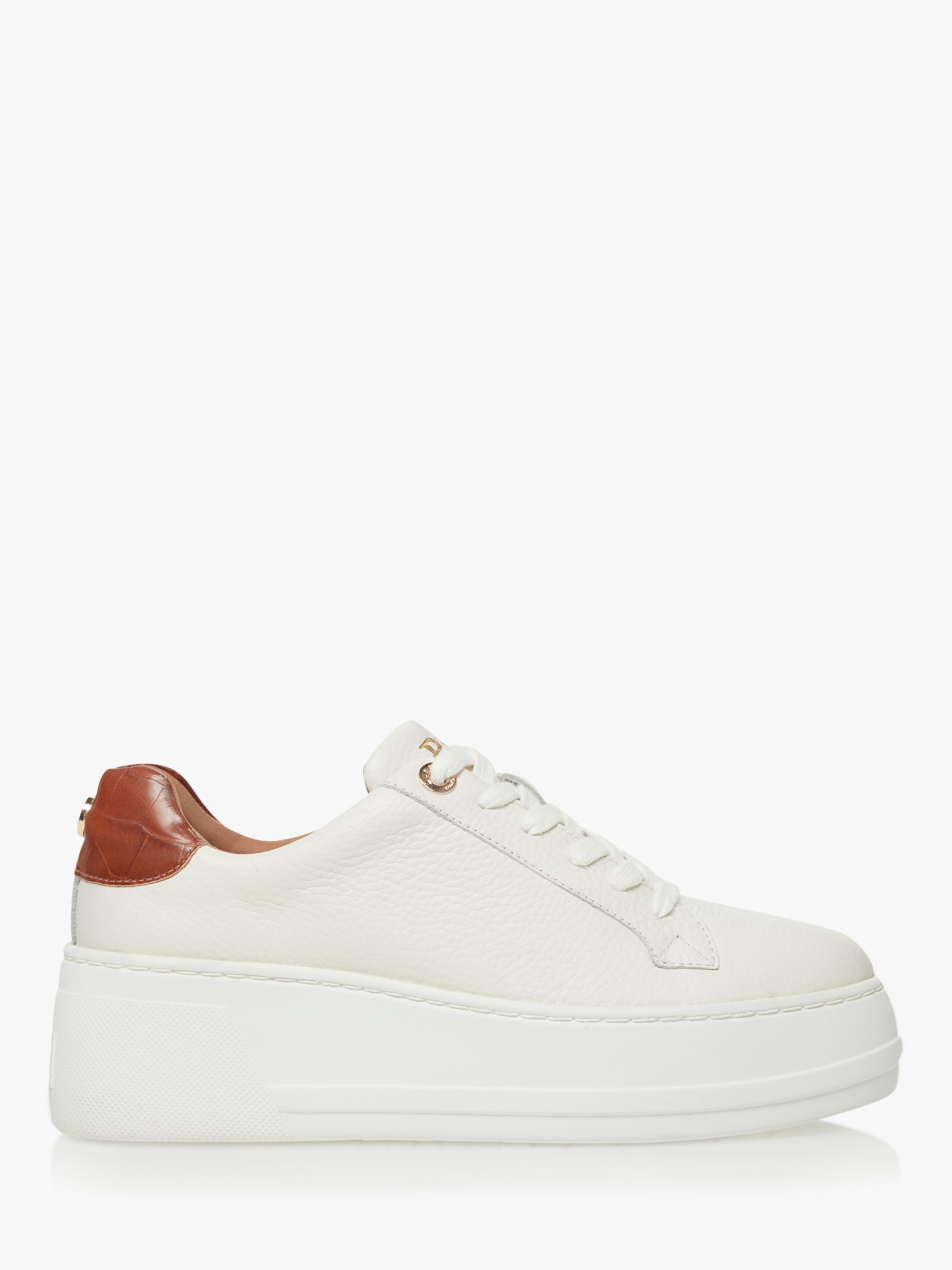 Dune Episode Leather Flatform Sole Trainers, White at John Lewis & Partners