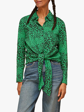 Whistles Speckled Animal Tie Front Shirt, Green