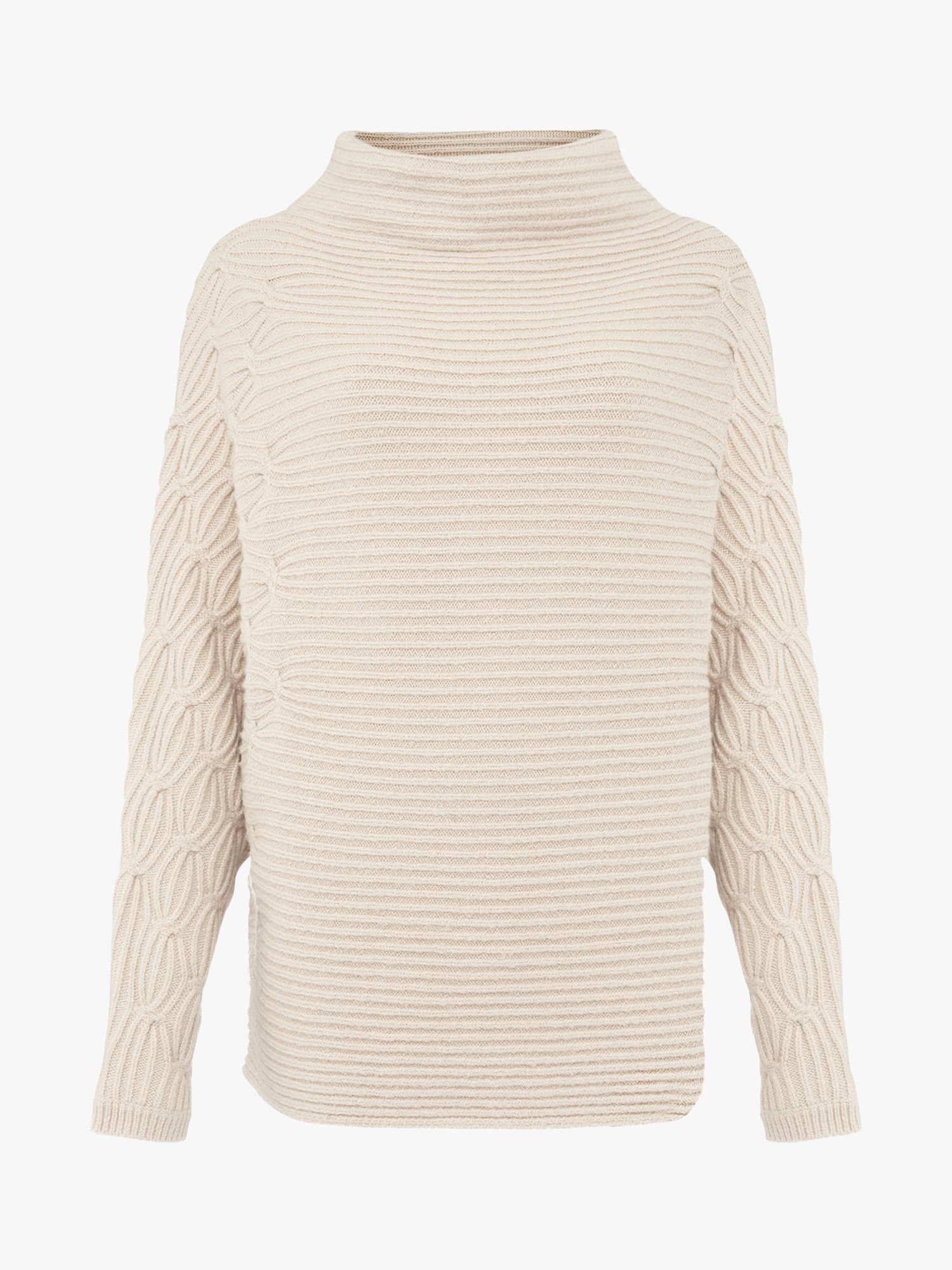 Phase Eight Cataleya Cable Knit Oversized Roll Neck Jumper, Caramel