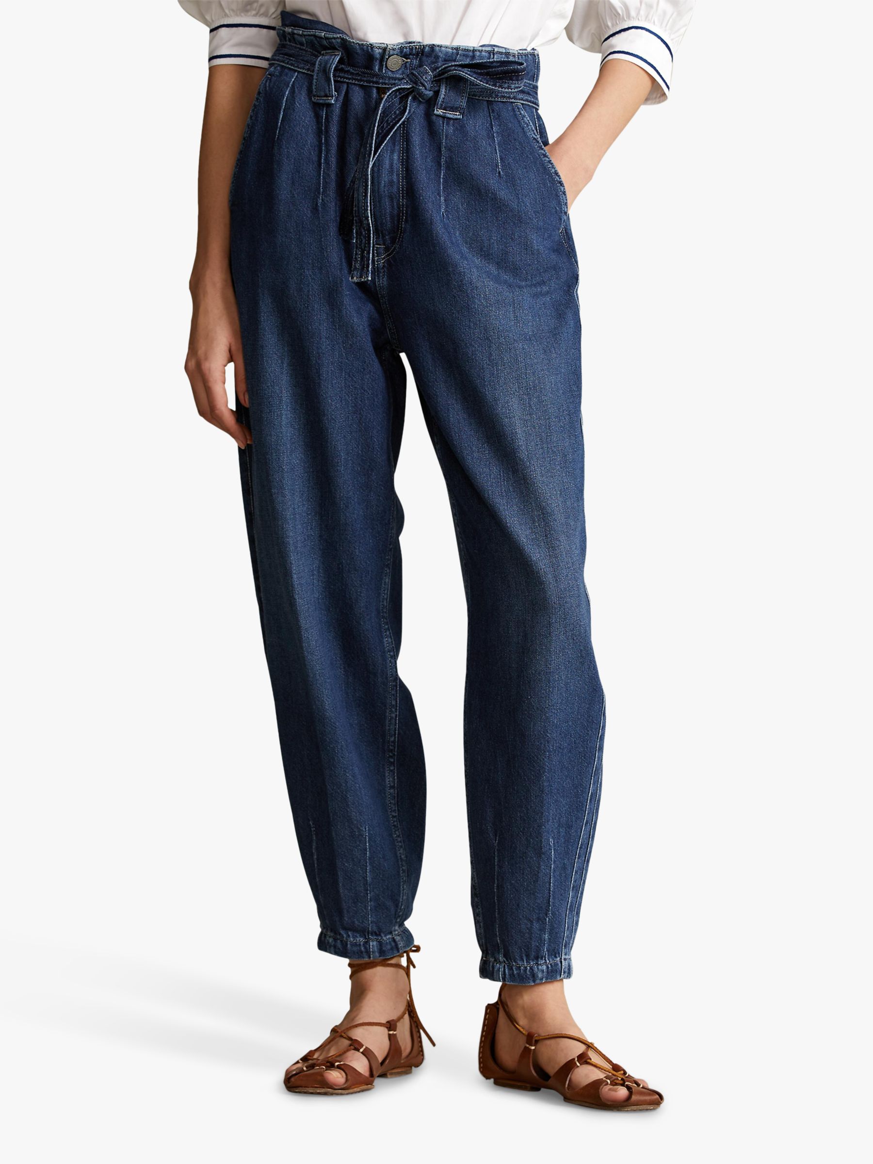 Polo Ralph Lauren Belted Tapered Jeans, Medium Indigo