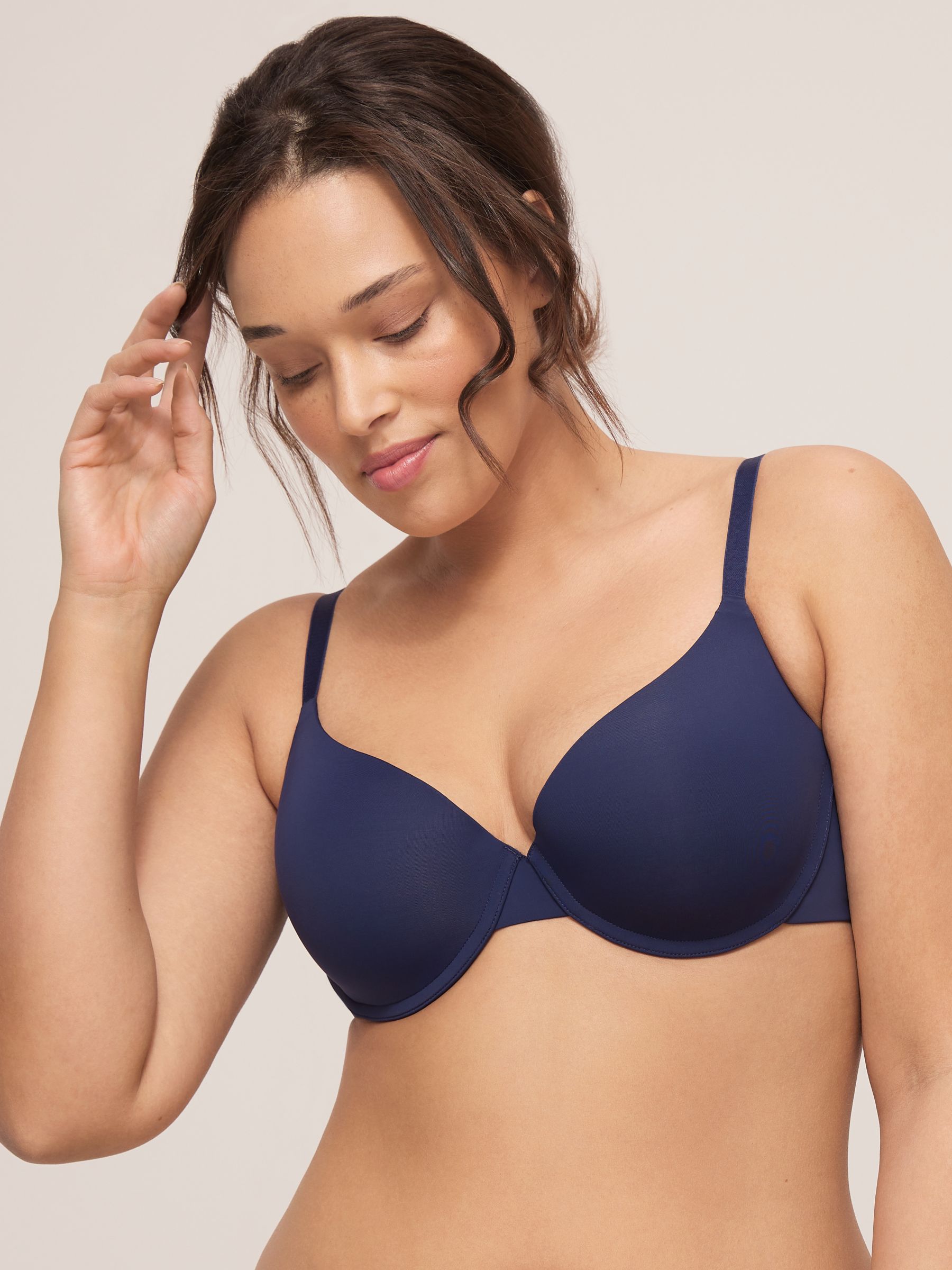 John Lewis Everley Lace Non-Padded Underwired Bra, Classic Blue Size Uk30D, X#