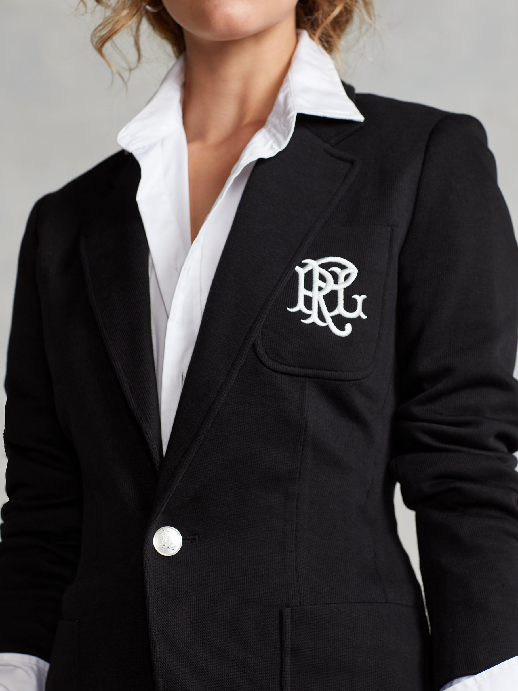 Polo Ralph Lauren Cotton Blend Blazer, Black at John Lewis & Partners