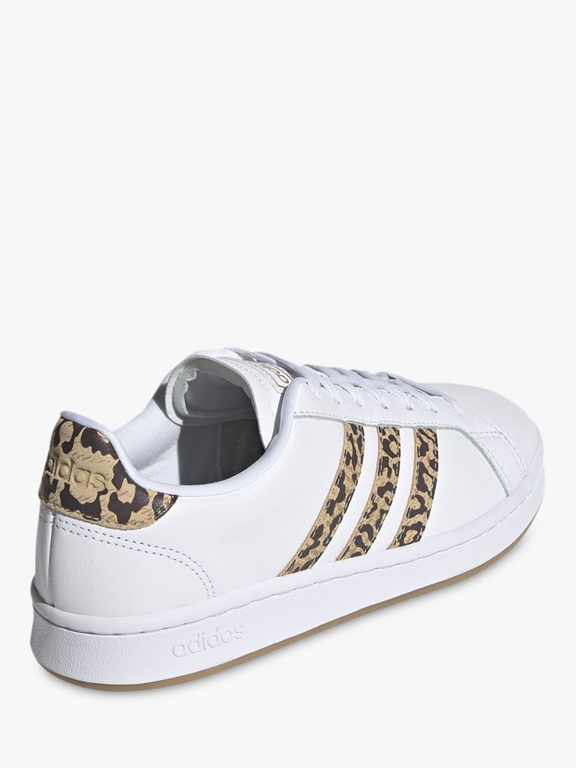adidas Grand Court Leopard Trainers, White,