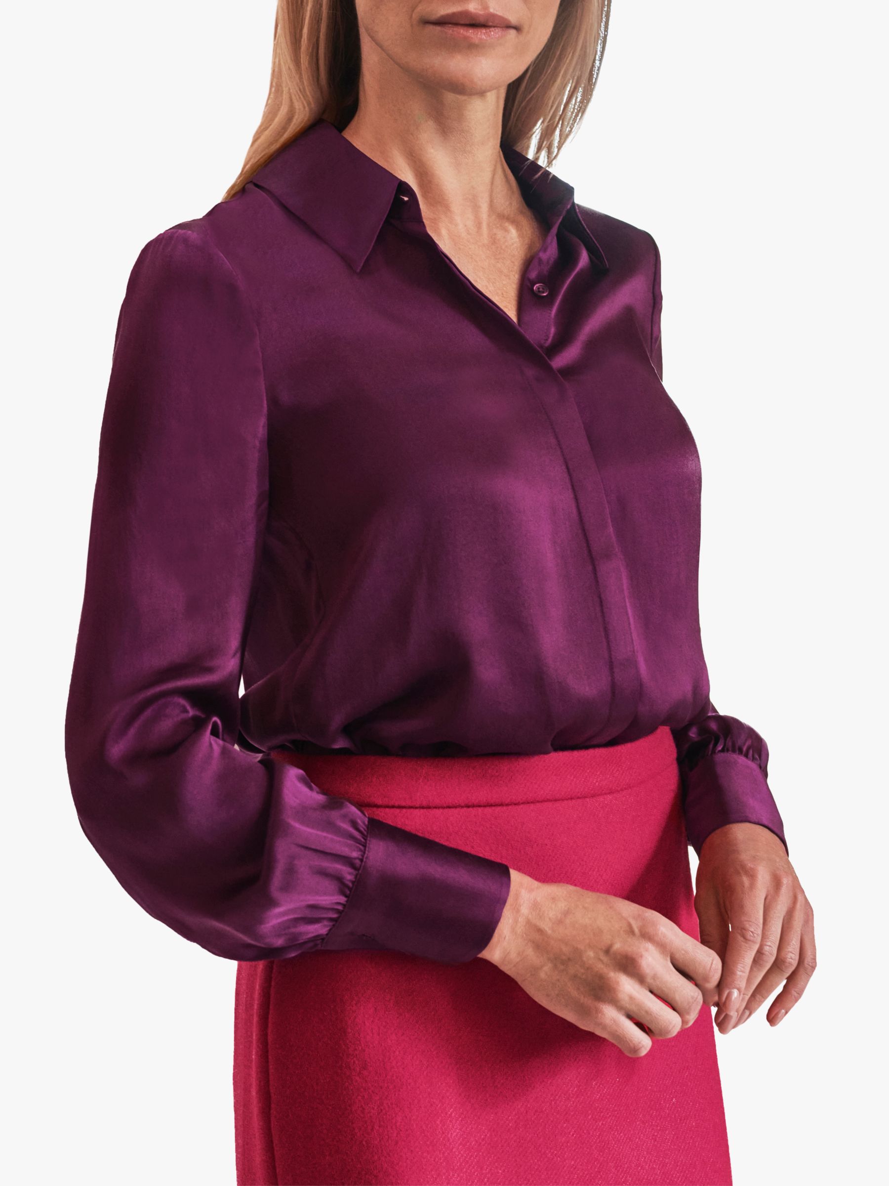 Pure Collection Silk Satin Blouse At John Lewis And Partners