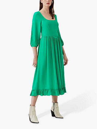 Ghost Cameo Midi Dress, Emerald Green
