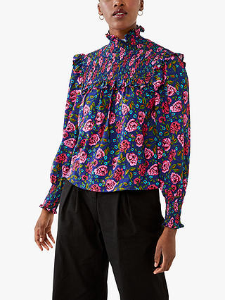 Ghost Fia Floral Funnel Neck Blouse, Roses