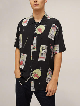 Edwin Short Sleeve Tarot Deck Print Shirt, Tarot Deck AOP