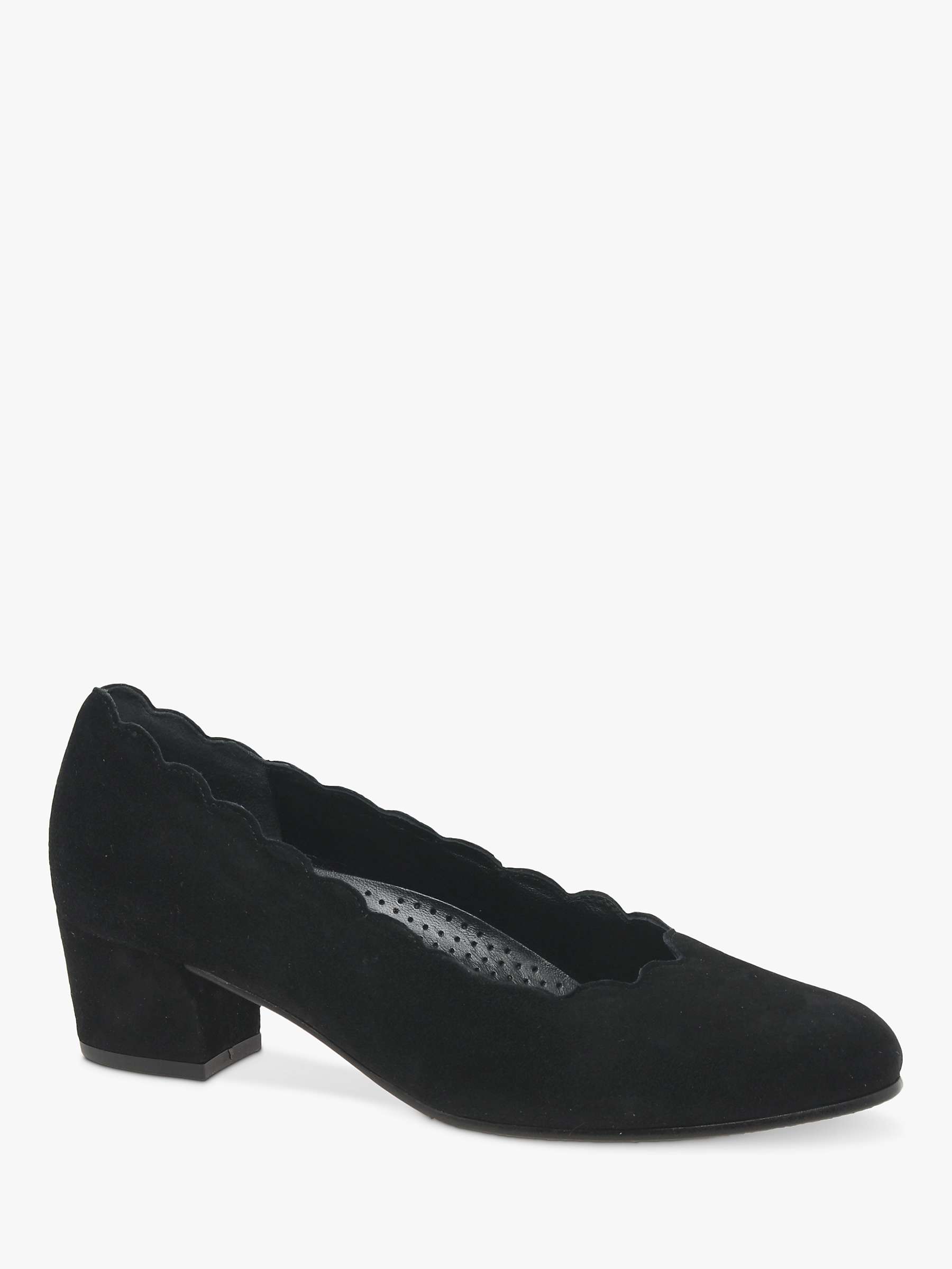 Buy Gabor Wide Fit Gigi Scallop Edge Suede Block Heeled Court Shoes Online at johnlewis.com