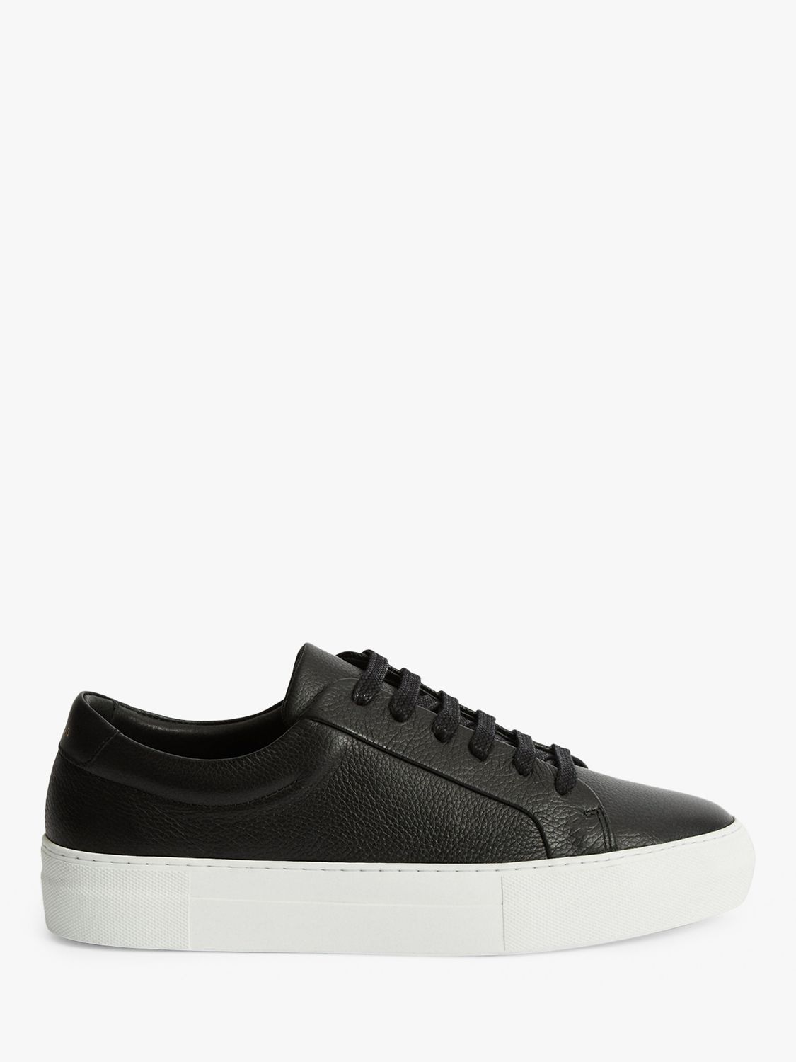 Reiss Luca Tumbled Leather Trainers, Black