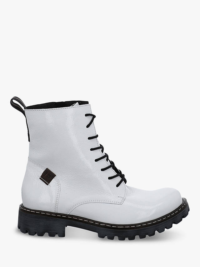 Josef Seibel Marta 02 Patent Military Boots, White at John Lewis & Partners