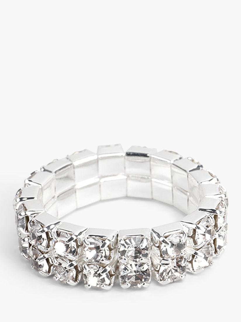 hush Sabine Double Glass Row Stretch Ring, Silver at John Lewis \u0026 Partners