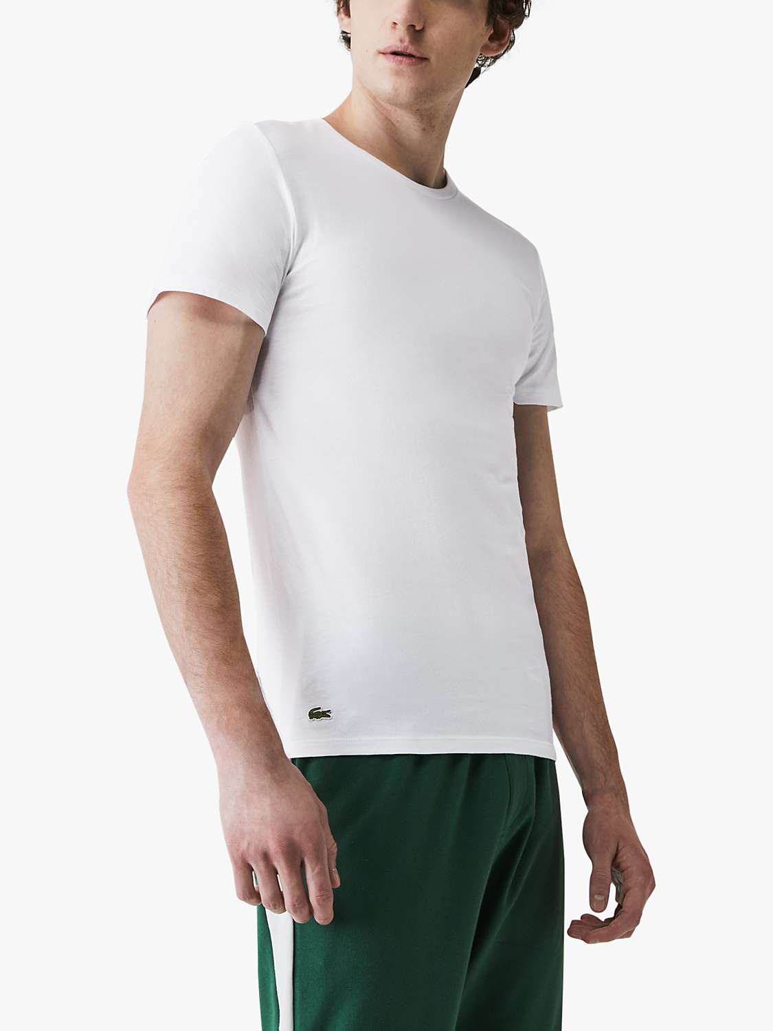 Buy Lacoste Cotton Lounge T-Shirt, Pack of 3, Black/White/Grey Online at johnlewis.com