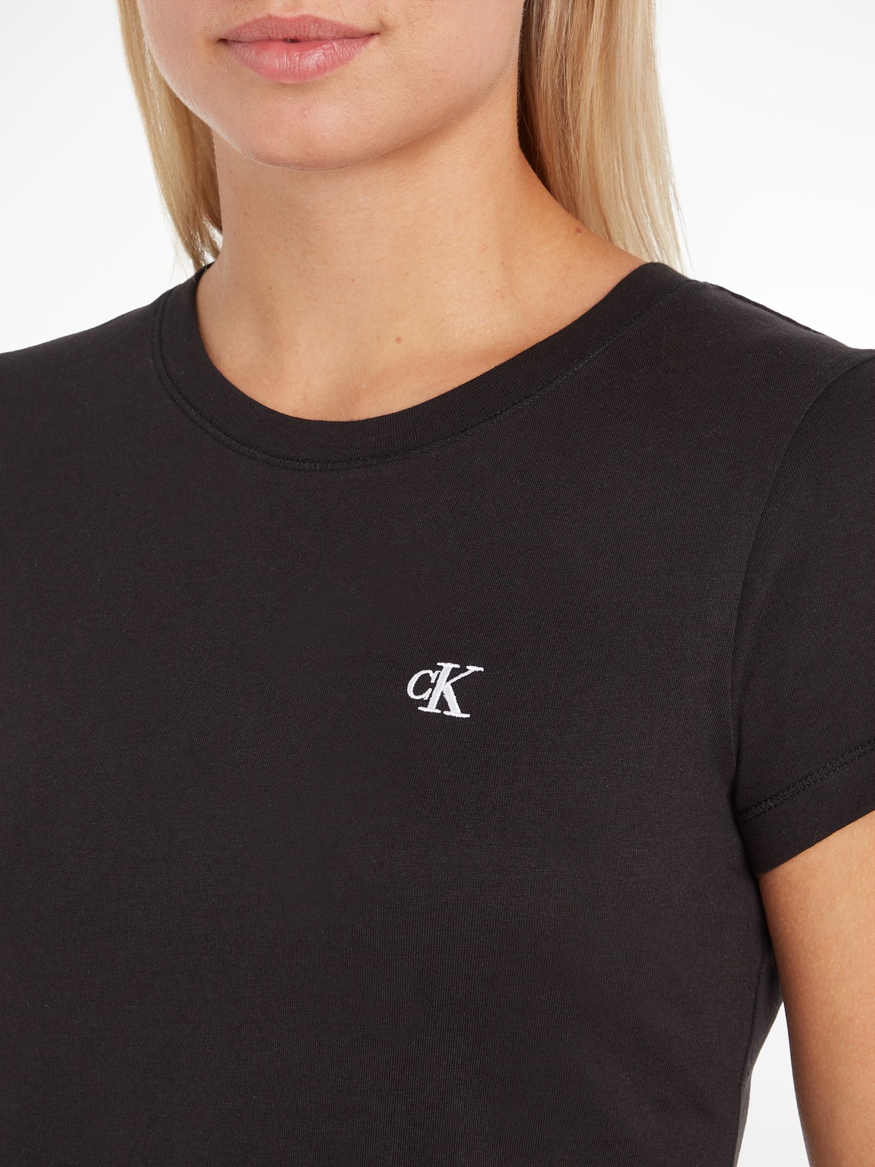 Calvin Klein Jeans Embroidery Slim T-Shirt, CK Black at John Lewis &  Partners