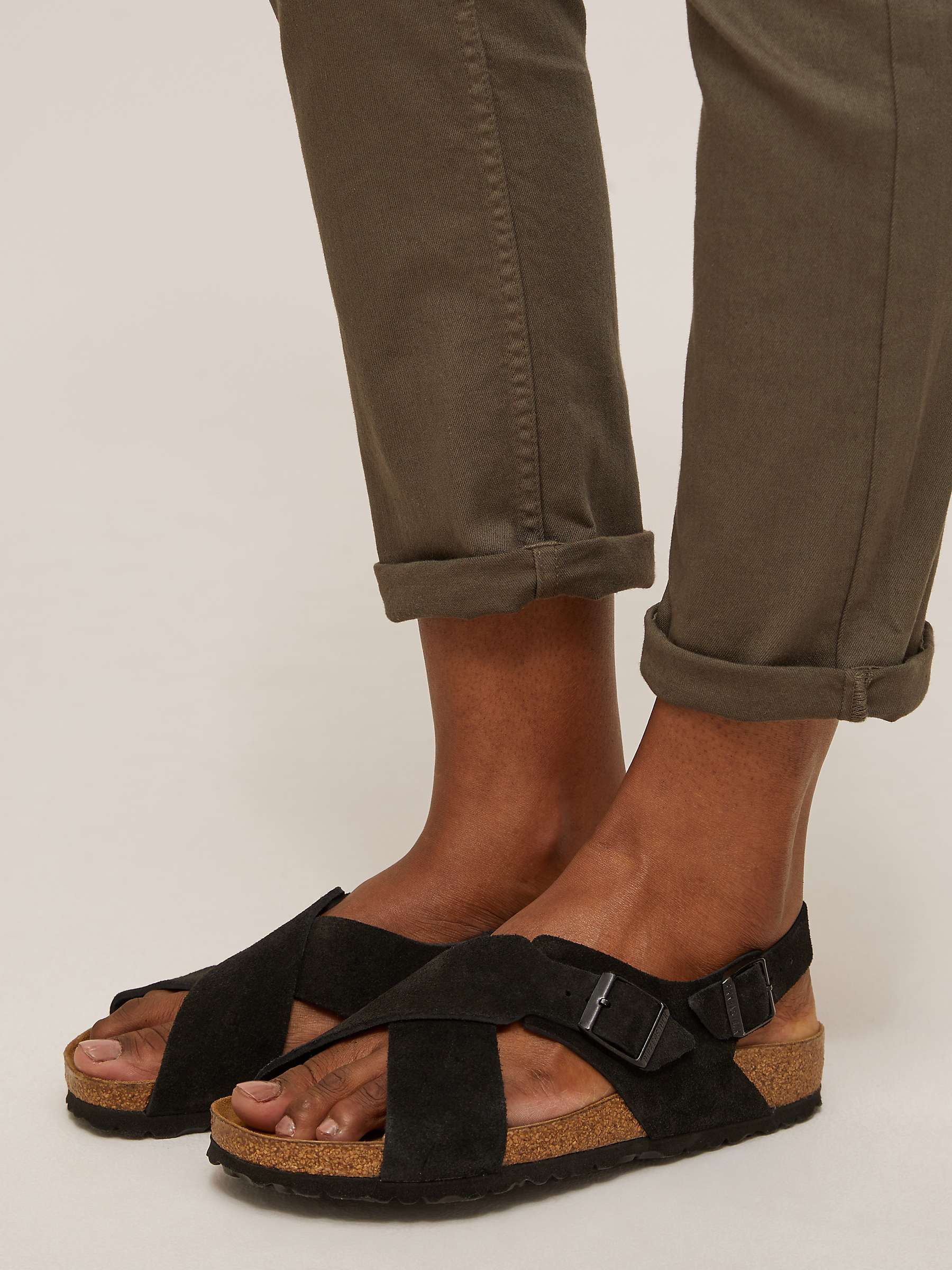 Birkenstock Tulum Suede Cross Strap Sandals, Black at John Lewis & Partners