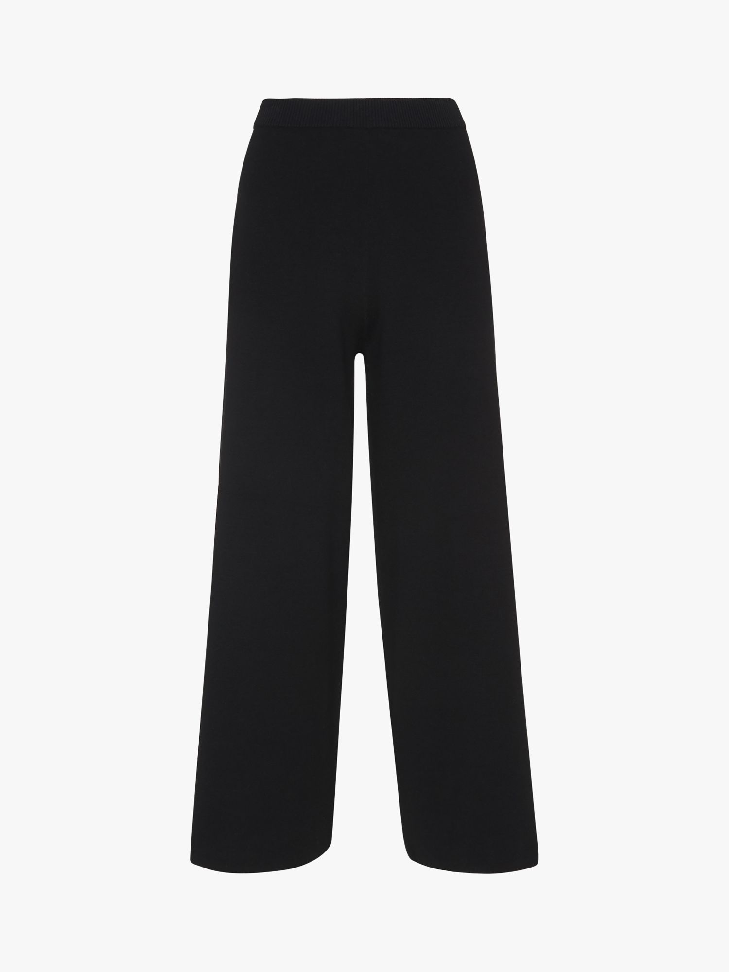 Whistles Knitted Wide Leg Trousers, Black at John Lewis & Partners