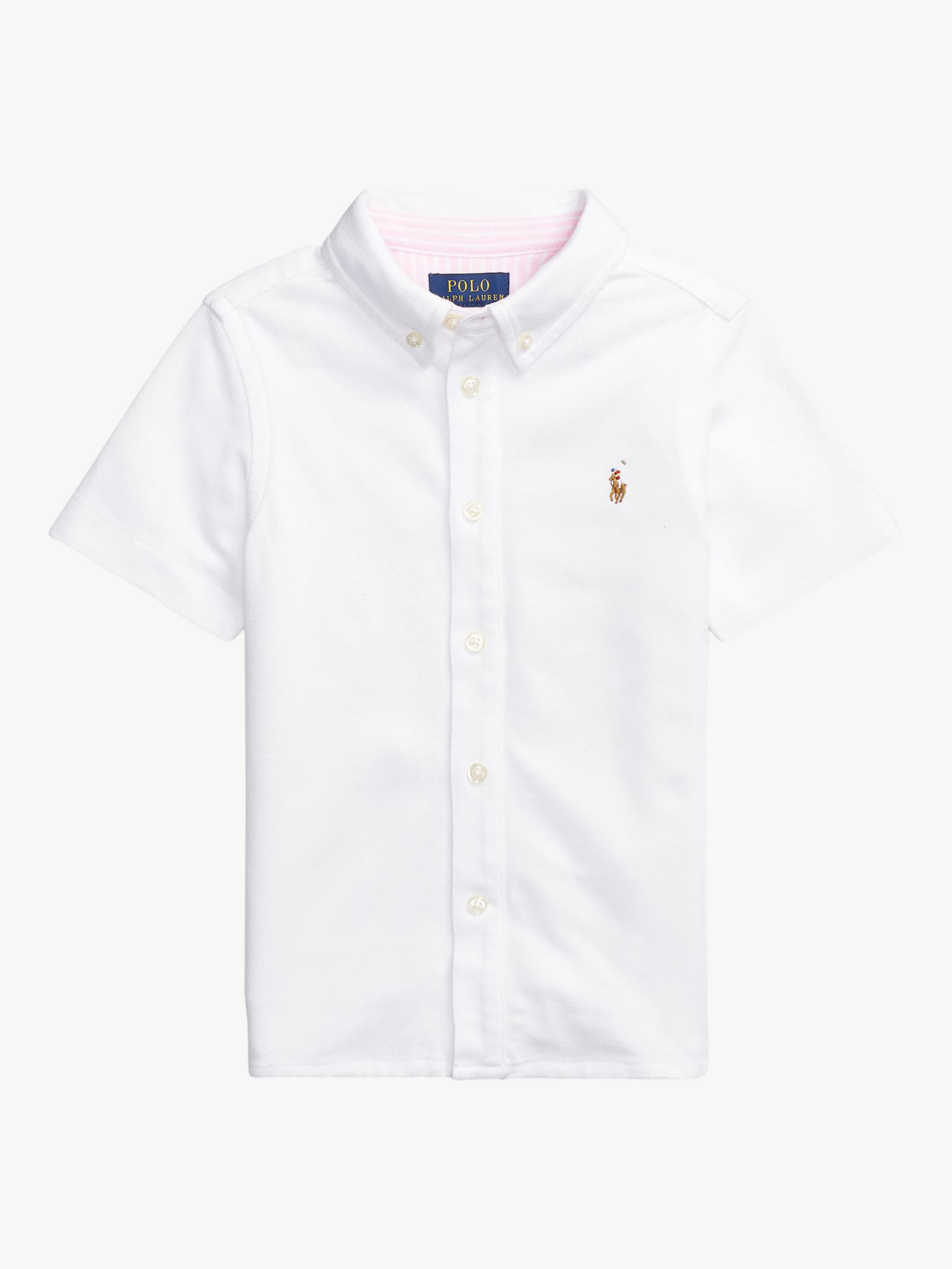 Polo Ralph Lauren Kids' Short Sleeve Shirt, White at John Lewis & Partners