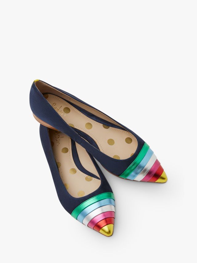 Boden Louise Suede Rainbow Flats, Navy, 4