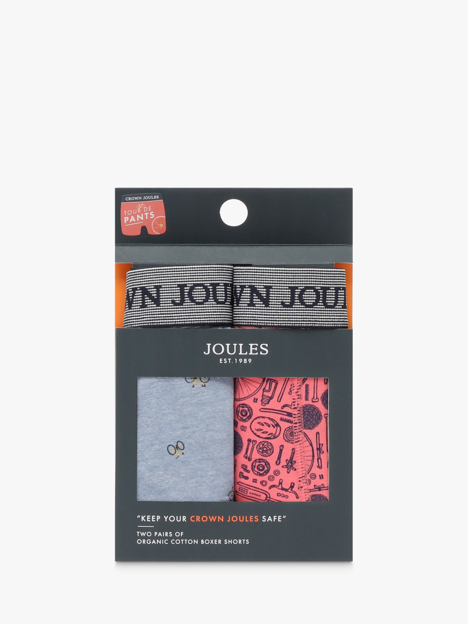 Joules Crown Joules Bike Print Trunks, Pack of 2, Blue/Pink