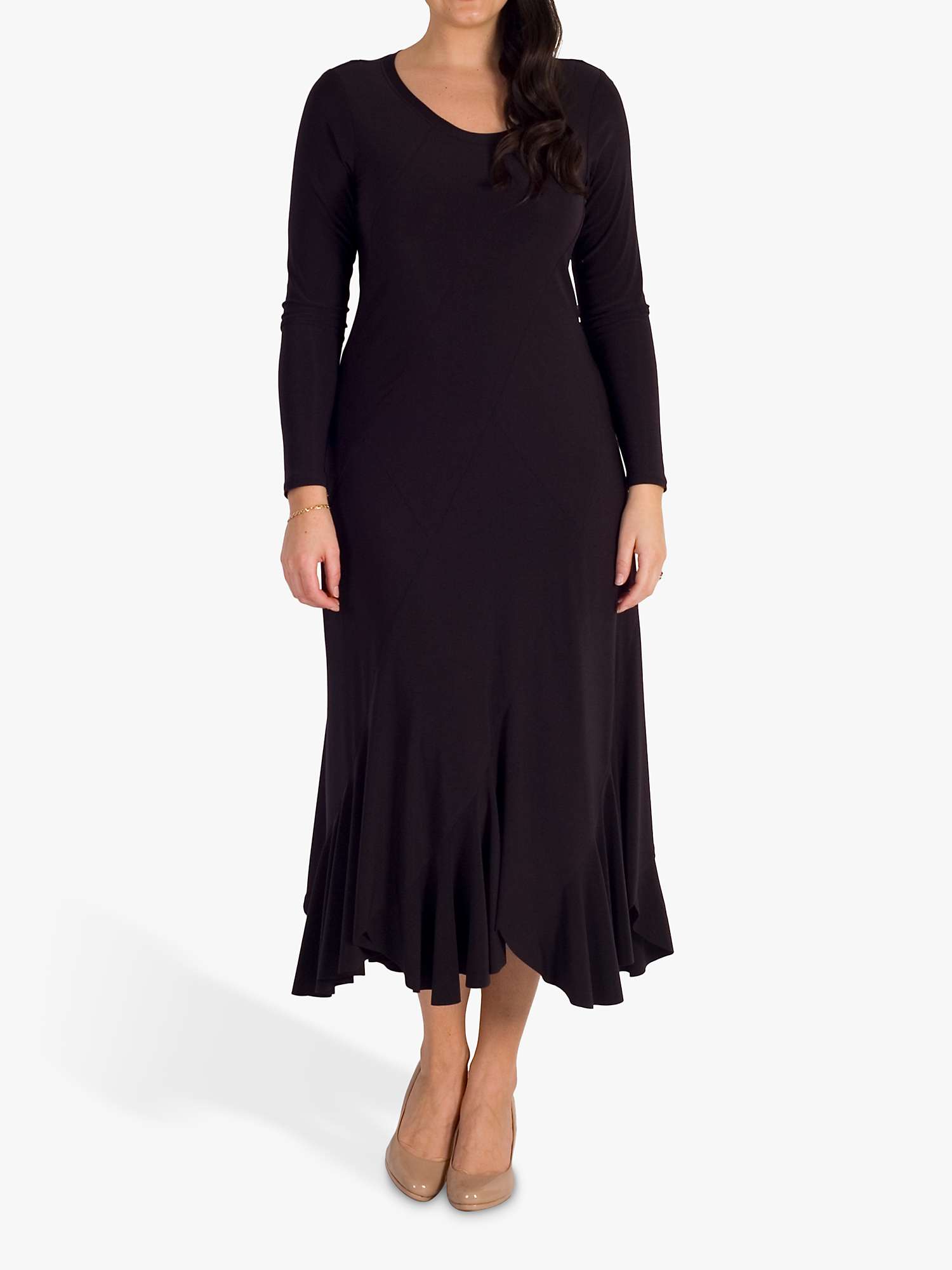 Buy chesca Curved Panel Fluted Hem Midi Dress, Black Tulip Online at johnlewis.com