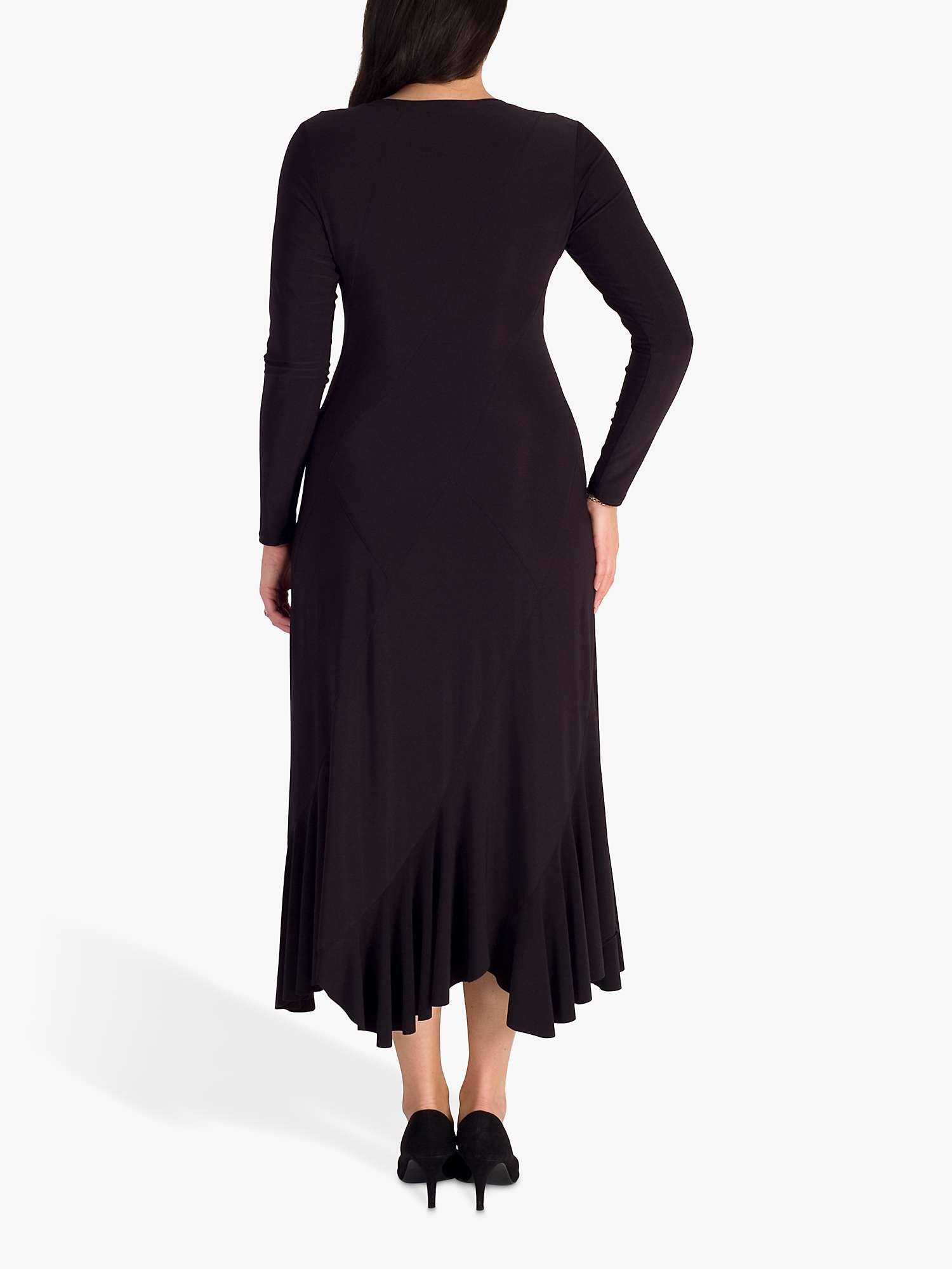 Buy chesca Curved Panel Fluted Hem Midi Dress, Black Tulip Online at johnlewis.com