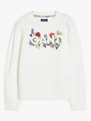 GANT Kids' Flower Logo Sweatshirt, White
