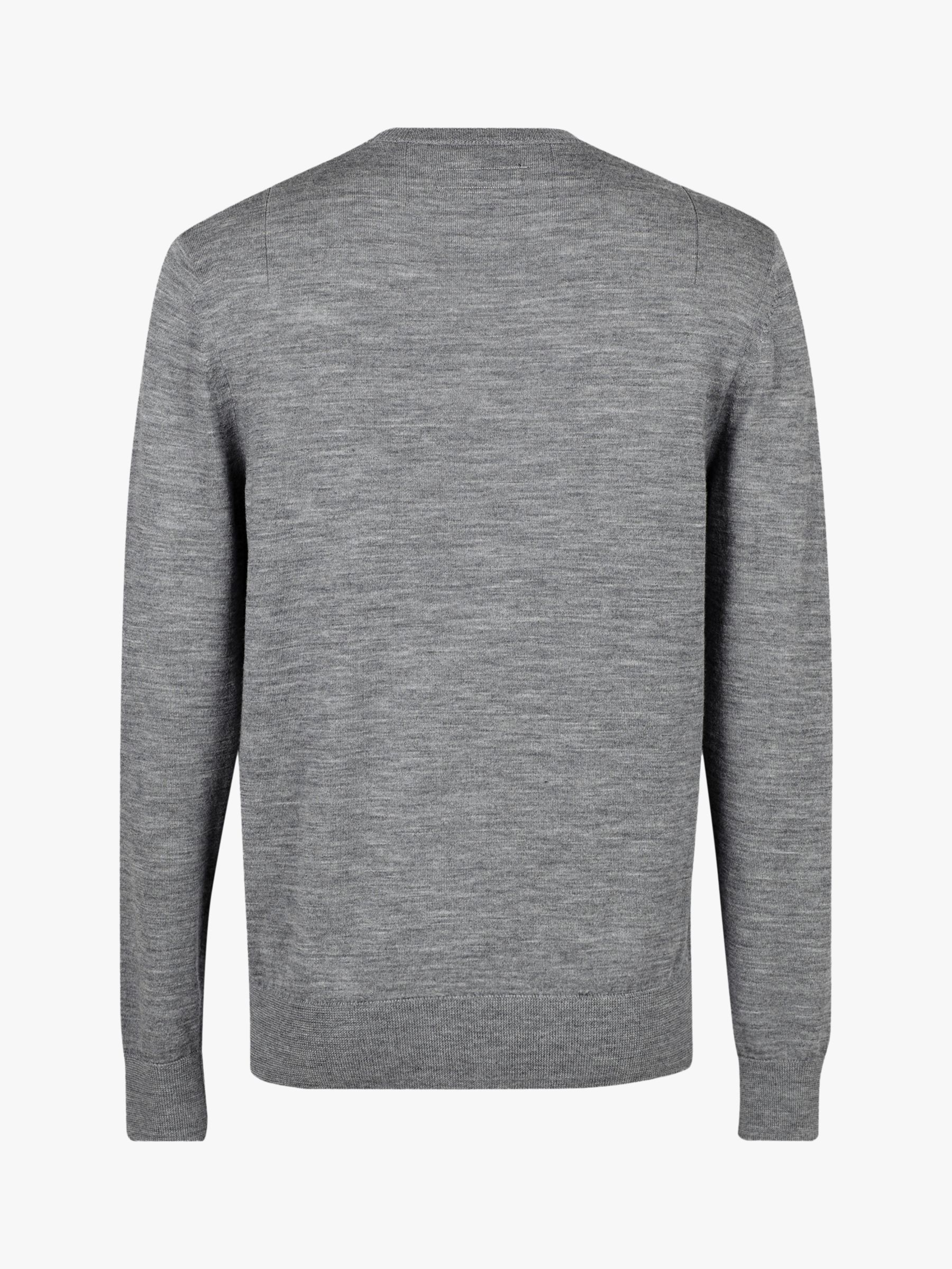 AllSaints State Merino Crew Neck Jumper, Grey Marl at John Lewis & Partners