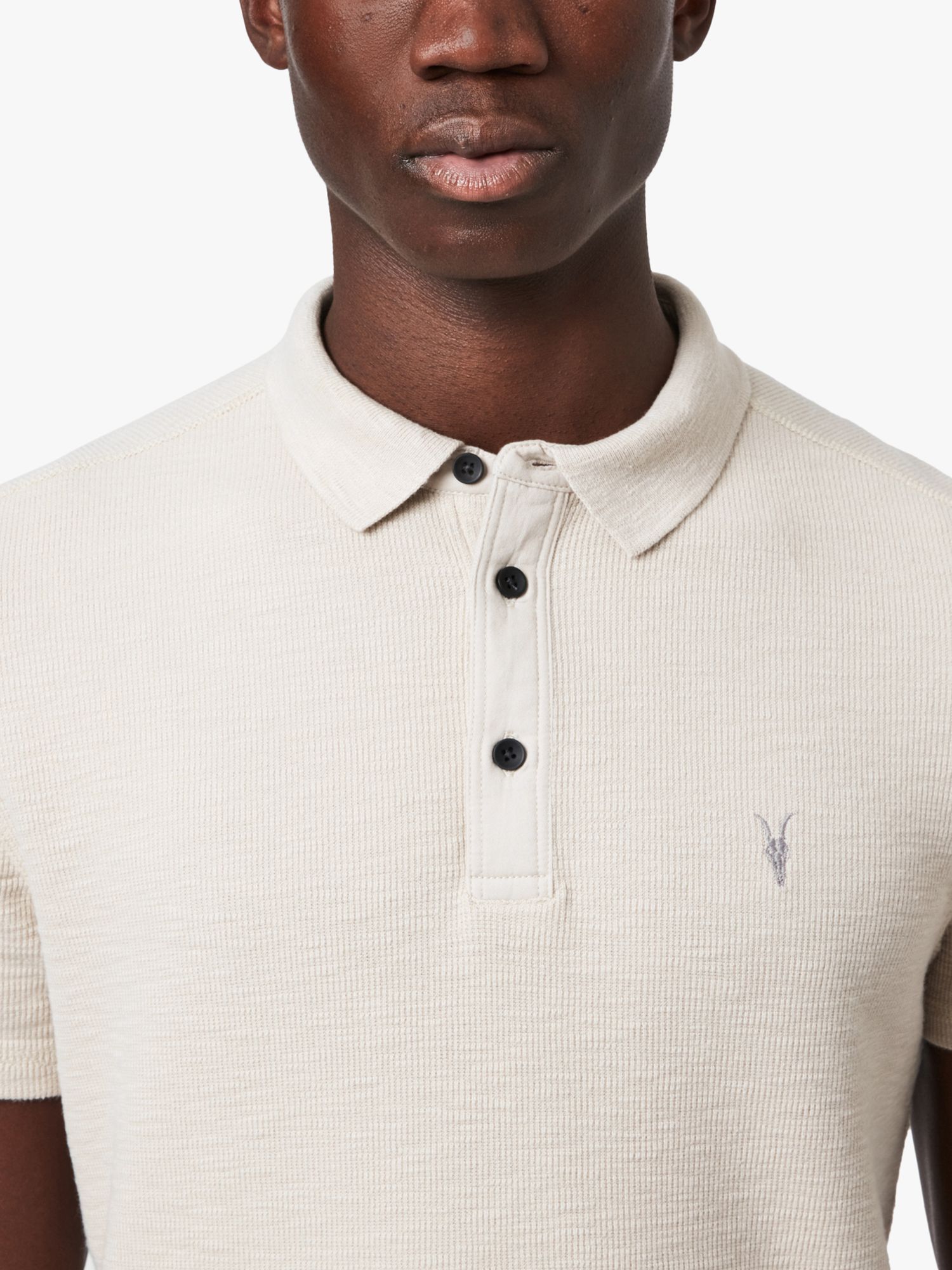 AllSaints Reform Short Sleeve Slim Polo Shirt, Black at John Lewis