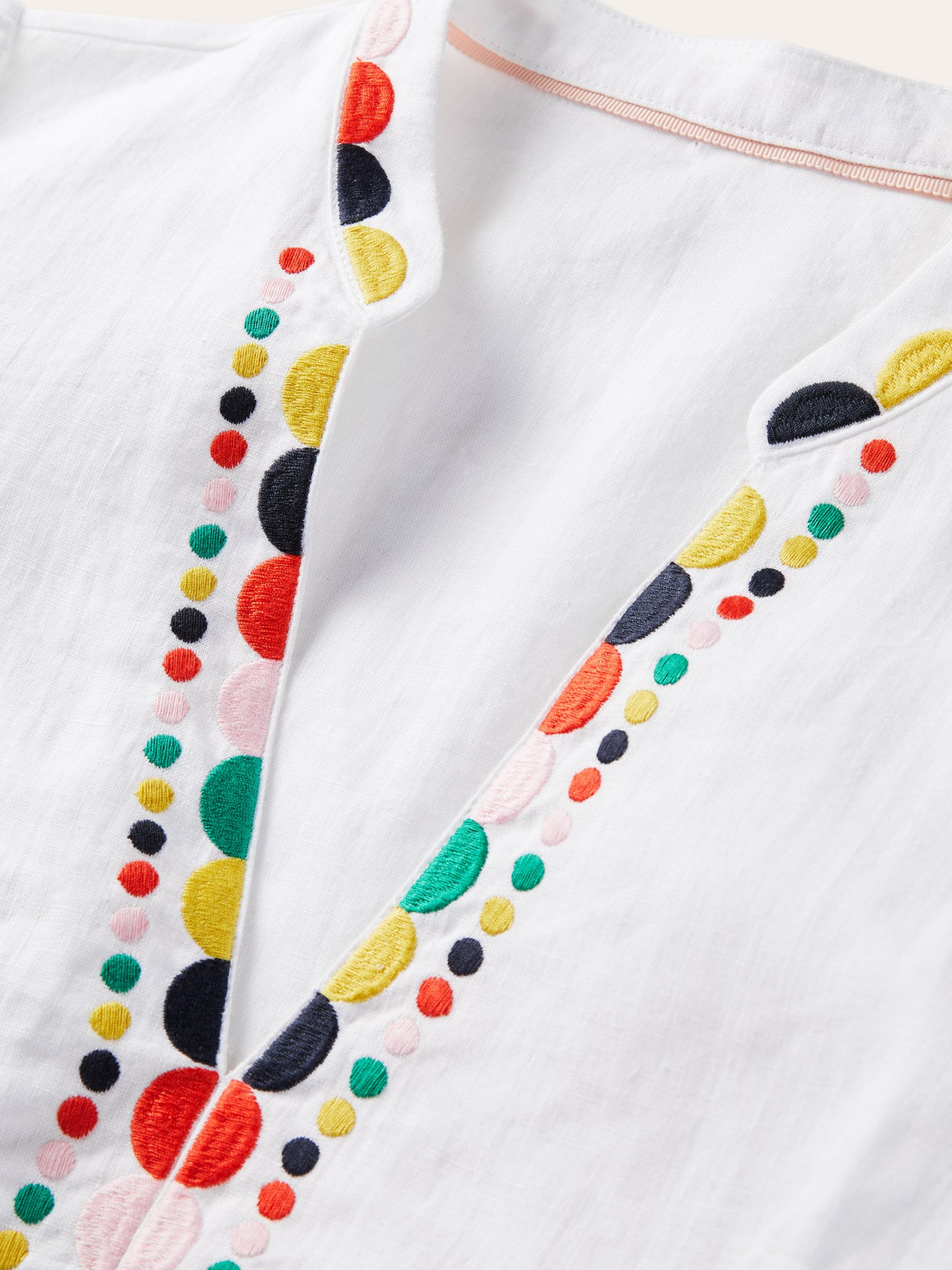 Boden Dakota Embroidered Linen Dress, White