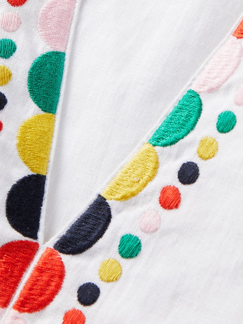 Boden Dakota Embroidered Linen Dress, White at John Lewis & Partners